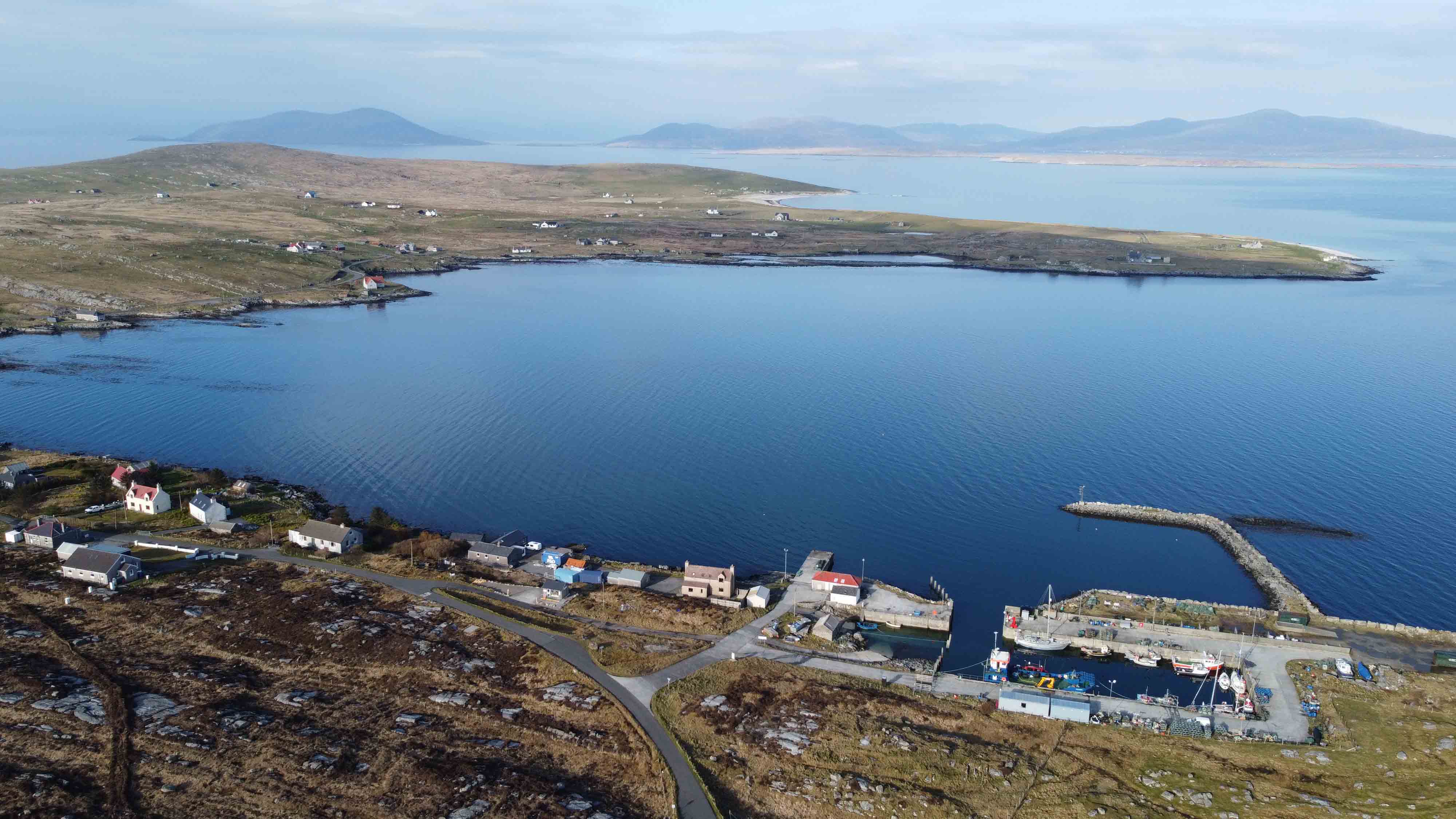 Arial view of Bays Loch Berneray